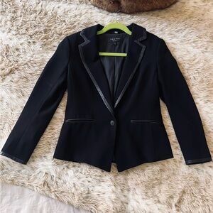 Rag & Bone Black Blazer with Leather Trim